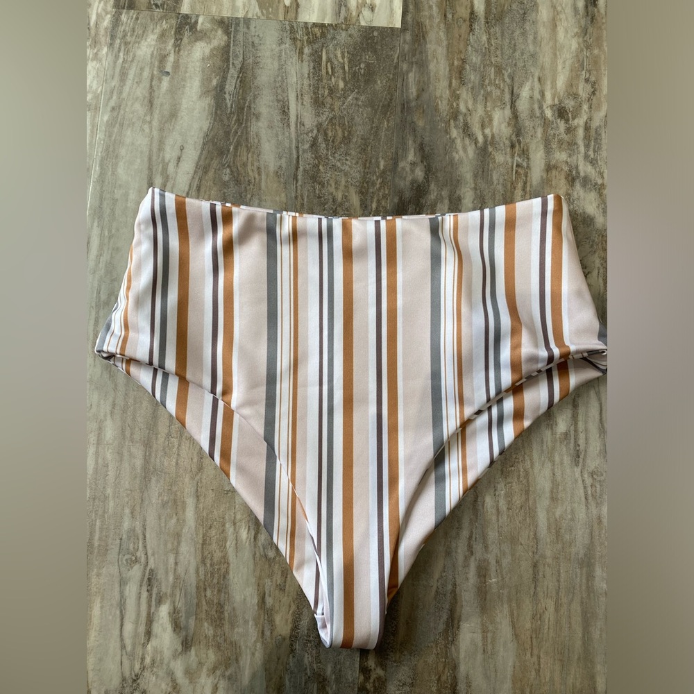 Imagine Perry Bikini Bottoms High Waist Neutral Stripes Size Small